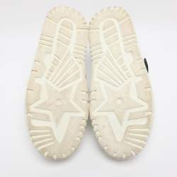 Pre Owned Dior White/Navy Blue Leather and Rubber Dior ID Lace Up Sneakers Size 40