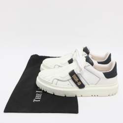 Pre Owned Dior White/Navy Blue Leather and Rubber Dior ID Lace Up Sneakers Size 40