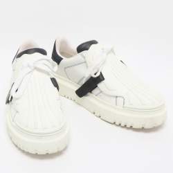 Pre Owned Dior White/Navy Blue Leather and Rubber Dior ID Lace Up Sneakers Size 40