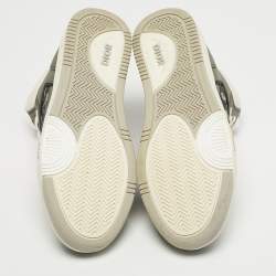 Pre Owned Christian Dior Green/Beige Leather and Canvas B27 High Top Sneakers Size 41.5