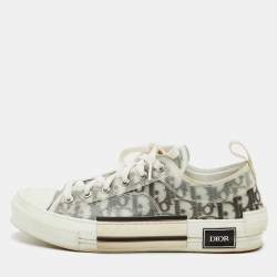 Pre Owned Dior Grey/White Oblique Mesh and Rubber B23 Low Top Sneakers Size 41