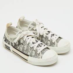 Pre Owned Dior Grey/White Oblique Mesh and Rubber B23 Low Top Sneakers Size 41