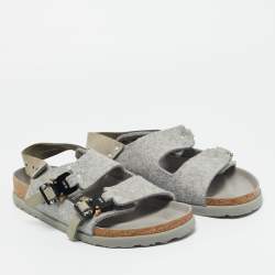مملوكة مسبقًا Dior Grey Leather and Wool Milano Slingback Sandals Size 41