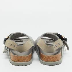 مملوكة مسبقًا Dior Grey Leather and Wool Milano Slingback Sandals Size 41