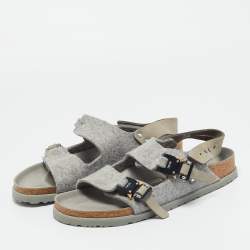 مملوكة مسبقًا Dior Grey Leather and Wool Milano Slingback Sandals Size 41