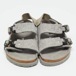 مملوكة مسبقًا Dior Grey Leather and Wool Milano Slingback Sandals Size 41