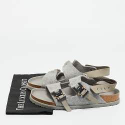 مملوكة مسبقًا Dior Grey Leather and Wool Milano Slingback Sandals Size 41