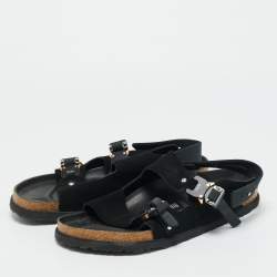 Pre Owned Dior X Birkenstock Milano Black Suede Buckle Slingback Sandals Size 42