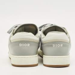Pre Owned Dior B27 Size 44 Grey/White Leather and Oblique Fabric B27 Low Top Sneakers