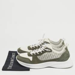 Pre Owned حذاء رياضي ديور B25 شبك مائل وأسود/أبيض سويدي برباط مقاس 46