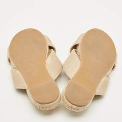 Pre Owned Dior Granville Size 40.5 Beige Canvas Crisscross Flat Slide