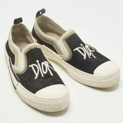 مملوكة مسبقًا حذاء رياضي ديور B23 كانفاس أسود ومطاط بدون رباط مقاس 42