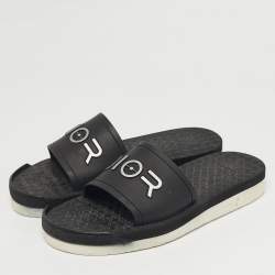مملوكة مسبقًا Dior Alpha Size 40 Black Rubber Flat Slide Sandals