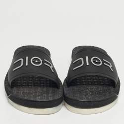 مملوكة مسبقًا Dior Alpha Size 40 Black Rubber Flat Slide Sandals
