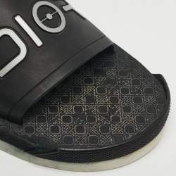 مملوكة مسبقًا Dior Alpha Size 40 Black Rubber Flat Slide Sandals