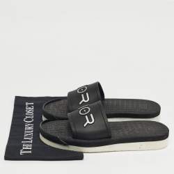 مملوكة مسبقًا Dior Alpha Size 40 Black Rubber Flat Slide Sandals