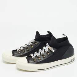 Pre Owned Dior Walk'n'Dior Size 41.5 Black Canvas and Leather Lace Up Sneakers
