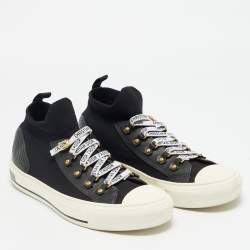 Pre Owned Dior Walk'n'Dior Size 41.5 Black Canvas and Leather Lace Up Sneakers
