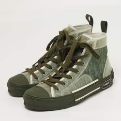 Pre Owned Dior B23 Size 41.5 Two Tone Mesh and PVC High Top Sneakers