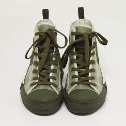 Pre Owned Dior B23 Size 41.5 Two Tone Mesh and PVC High Top Sneakers