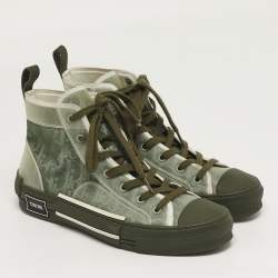 Pre Owned Dior B23 Size 41.5 Two Tone Mesh and PVC High Top Sneakers
