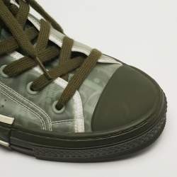 Pre Owned Dior B23 Size 41.5 Two Tone Mesh and PVC High Top Sneakers