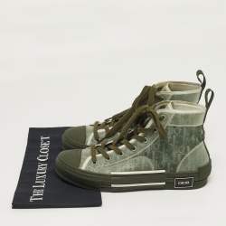 Pre Owned Dior B23 Size 41.5 Two Tone Mesh and PVC High Top Sneakers