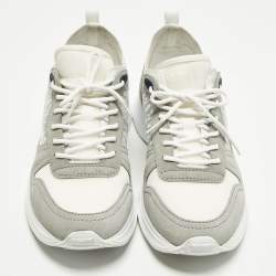 مملوكة مسبقًا حذاء رياضي ديور B25 قماش مائل رمادي منقوش ومخمل مقاس 46 بأربطة