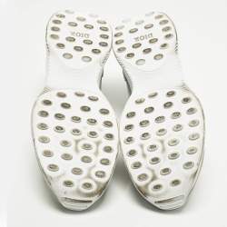 مملوكة مسبقًا حذاء رياضي ديور B25 قماش مائل رمادي منقوش ومخمل مقاس 46 بأربطة