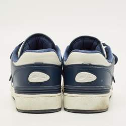 Pre Owned Dior B57 Size 45 White/Navy Blue Leather Dribble Lace Up Sneakers