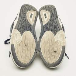 Pre Owned Dior B57 Size 45 White/Navy Blue Leather Dribble Lace Up Sneakers
