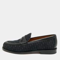Pre Owned Dior Granville Size 40 Black Jacquard and Leather Loafers