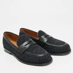 Pre Owned Dior Granville Size 40 Black Jacquard and Leather Loafers