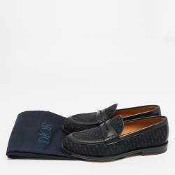 Pre Owned Dior Granville Size 40 Black Jacquard and Leather Loafers
