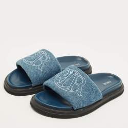 Pre Owned Dior Aqua Size 43 Blue Denim Slide Sandals