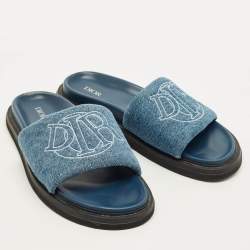 Pre Owned Dior Aqua Size 43 Blue Denim Slide Sandals