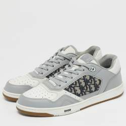 Pre Owned Dior B27 Size 45 Grey  Oblique Canvas and Leather Low Top Sneakers