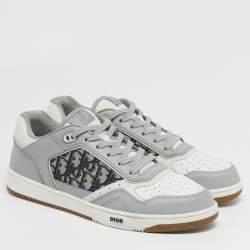 Pre Owned Dior B27 Size 45 Grey  Oblique Canvas and Leather Low Top Sneakers
