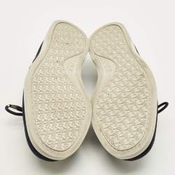 Pre Owned حذاء لوفرز ديور غرانفيل جاكار مائل أزرق بحري/بيج ومخمل برباط مقاس 44