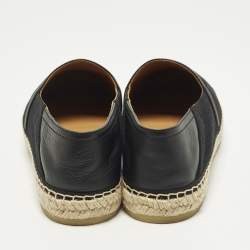 مملوكة مسبقًا حذاء إسبادريل ديور تطريز شعار مقاس 40 قماش أسود وجلد بدون كعب