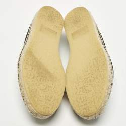 مملوكة مسبقًا حذاء إسبادريل ديور تطريز شعار مقاس 40 قماش أسود وجلد بدون كعب