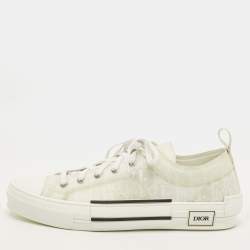 Pre Owned Dior B23 Size 45 White Mesh and PVC Lace Up Sneakers