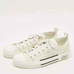 Pre Owned حذاء رياضي ديور B23 دانتيل أبيض وبي في سي شبكي مقاس 45