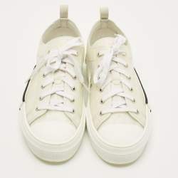 Pre Owned حذاء رياضي ديور B23 دانتيل أبيض وبي في سي شبكي مقاس 45