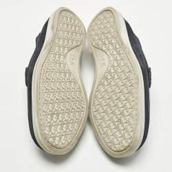 مملوكة مسبقًا حذاء لوفرز ديور جرانفيل شمواه أزرق بحري وتطريز مائل قماش مقاس 41