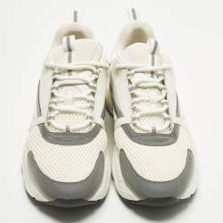 Pre Owned حذاء رياضي ديور 22 جلد وكريم وشبك برباط مقاس 45