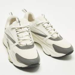 Pre Owned حذاء رياضي ديور 22 جلد وكريم وشبك برباط مقاس 45