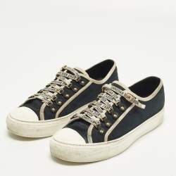 Pre Owned Dior Walk'n'Dior Size 41 Navy Blue/White Canvas Low Top Sneakers