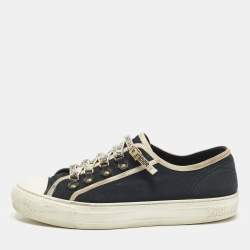 Pre Owned Dior Walk'n'Dior Size 41 Navy Blue/White Canvas Low Top Sneakers