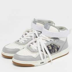 Pre Owned حذاء رياضي ديور B27 جاكار متعدد الألوان وجلد بعنق مرتفع مقاس 45